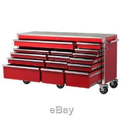 72 In 15 Drawer Storage Mobile Stainless Steel Top Tool Chest