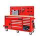 10 Drawer Tool Chest Cabinet Pegboard Back Wall Heavy Duty Mobile Workbench Red