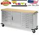 12 Drawer Tool 6' Workbench Cabinet Rolling Work Bench Stainless Steel Wood Top