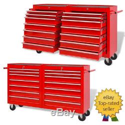 14 Drawers Workshop Tool Trolley Cart Steel Chest Box Storage Cabinet Mechanics