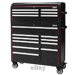 16 Drawer Garage Tool Box Storage Rolling Cabinet Steel Chest Workshop Black