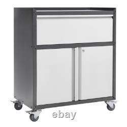1 Drawer 2 Doors Garage Workshop Metal Tool Cabinet Cupboards on Wheels Lockable