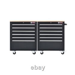 26 Powder-Coated Roller Tool Cabinets with Wooden Worktops 6 Drawer Heavy