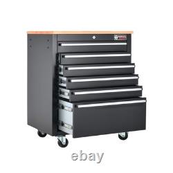 26 Powder-Coated Roller Tool Cabinets with Wooden Worktops 6 Drawer Heavy