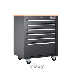 26 Powder-Coated Roller Tool Cabinets with Wooden Worktops 6 Drawer Heavy