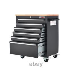 26 Powder-Coated Roller Tool Cabinets with Wooden Worktops 6 Drawer Heavy