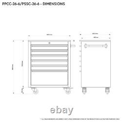26 Powder-Coated Roller Tool Cabinets with Wooden Worktops 6 Drawer Heavy