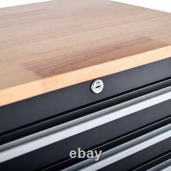 26 Powder-Coated Roller Tool Cabinets with Wooden Worktops 6 Drawer Heavy