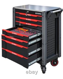 27in 7 Drawer Tool Chest Roller Cabinet With Tools Red Black Manarola MANR7DR