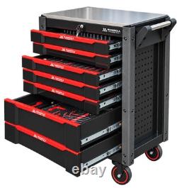 27in 7 Drawer Tool Chest Roller Cabinet With Tools Red Black Manarola MANR7DR