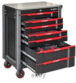 27in 7 Drawer Tool Chest Roller Cabinet With Tools Red Black Manarola MANR7DR