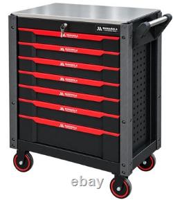27in 7 Drawer Tool Chest Roller Cabinet With Tools Red Black Manarola MANR7DR
