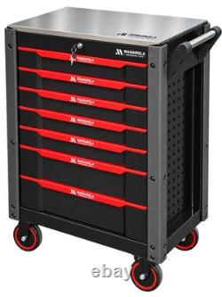 27in 7 Drawer Tool Chest Roller Cabinet With Tools Red Black Manarola MANR7DR