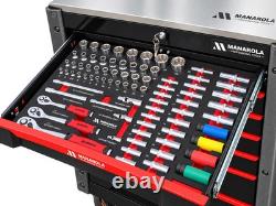 27in 7 Drawer Tool Chest Roller Cabinet With Tools Red Black Manarola MANR7DR