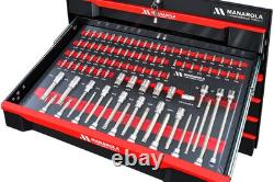 27in 7 Drawer Tool Chest Roller Cabinet With Tools Red Black Manarola MANR7DR
