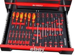 27in 7 Drawer Tool Chest Roller Cabinet With Tools Red Black Manarola MANR7DR