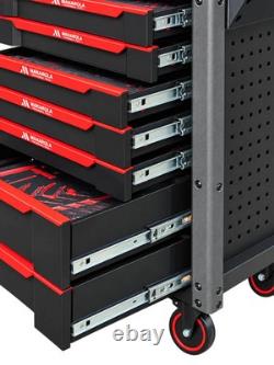 27in 7 Drawer Tool Chest Roller Cabinet With Tools Red Black Manarola MANR7DR