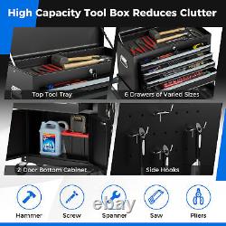 2-in-1 Garage Tool Storage Cabinet 6-Drawer Rolling Tool Chest withWheels & Hooks