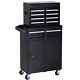 2-in-1 Lockable Metal Tool Chest Tool Cabinet Storage Box With 5 Drawer Pegboard