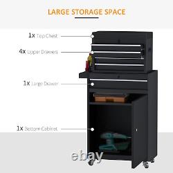 2 in 1 Metal Tool Cabinet Cart Storage Box Cabinet With 4 Drawers Pegboar