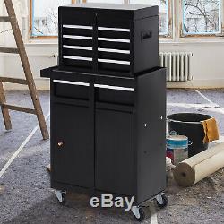 2 in 1 Metal Tool Cabinet Cart Storage Box Cabinet with 4 Drawers Pegboard Chest