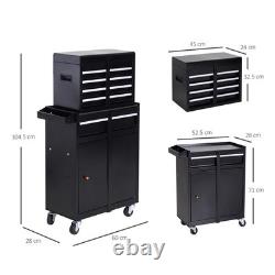 2 in 1 Metal Tool Cabinet Cart Storage Box Cabinet with 5 Drawers Refurbished