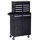 2 In 1 Metal Tool Cabinet Storage Chest Box 5 Drawers Pegboard Garage Cart Black