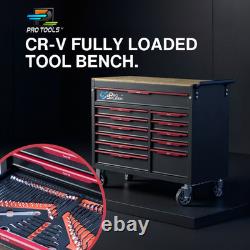 351pc CR-V Tool Kit Aluminium Tool Chest Rolling Cabinet with Drawers
