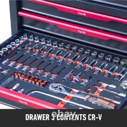 351pc CR-V Tool Kit Aluminium Tool Chest Rolling Cabinet with Drawers