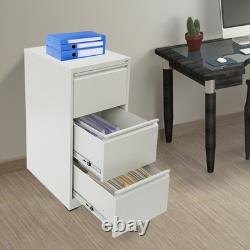 3-Drawer File Cabinet Lockable Filing Cabinet White for Home Office Garage Tool