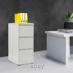3-Drawer File Cabinet Lockable Filing Cabinet White for Home Office Garage Tool