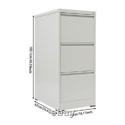 3-Drawer File Cabinet Lockable Filing Cabinet White for Home Office Garage Tool