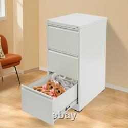 3-Drawer File Cabinet Lockable Filing Cabinet White for Home Office Garage Tool
