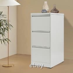 3-Drawer File Cabinet Lockable Filing Cabinet White for Home Office Garage Tool