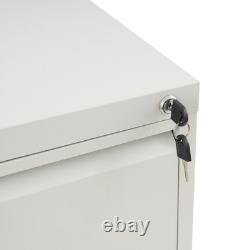 3-Drawer File Cabinet Lockable Filing Cabinet White for Home Office Garage Tool