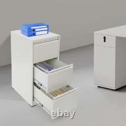 3-Drawer File Cabinet Lockable Filing Cabinet White for Home Office Garage Tool