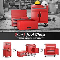 3-in-1 Garage Tool Storage Cabinet 6-Drawer Rolling Tool Chest withWheels & Hooks