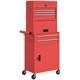3-in-1 Tool Cabinet With Wheels Rolling Tool Chest With 6 Drawers Storage Red