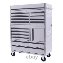 41 Stainless Steel Roller 14 Drawer Work Bench Tool Box Chest Cabinet