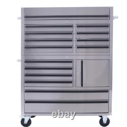 41 Stainless Steel Roller 14 Drawer Work Bench Tool Box Chest Cabinet