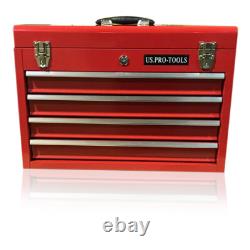 43 US Pro Tools Top Tool Box Chest cabinet mobile steel storage red 4 DRAWER