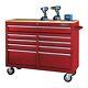 46 In. 9-drawer Mobile Workbench Tool Chest Storage Cabinet Solid Wood Work Top