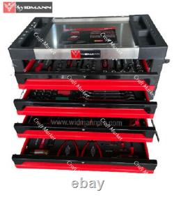 4 DRAWERS WITH TOOLS TOOL BOX STEEL CHEST ROLLER Deluxe Red CABINET
