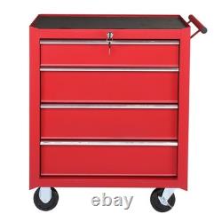 4 Drawer Rolling Garage Tool Organizer Cabinet Pull Handle Cart Lockable Wheels