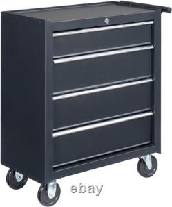 4 Drawer Tool Chest Rolling Cabinet Trolley Wheels Lockable Garage Workshop 66cm