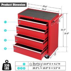 4-Drawer Tool Chest With Wheel & Lock & Key Heavy Duty Cart Rolling Tool Cabinet