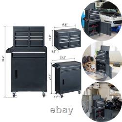 4-Drawer Tool Chest with Wheels & Lock Tool Box with Large Storage Cabinet Black
