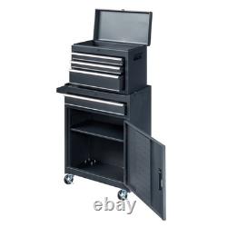 4-Drawer Tool Chest with Wheels & Lock Tool Box with Large Storage Cabinet Black