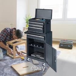 4-Drawer Tool Chest with Wheels & Lock Tool Box with Large Storage Cabinet Black