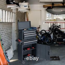 4-Drawer Tool Chest with Wheels & Lock Tool Box with Large Storage Cabinet Black